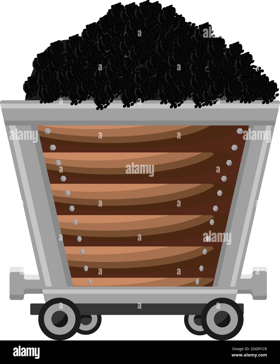 Coal trolley, illustration, vector on white background. Stock Vector