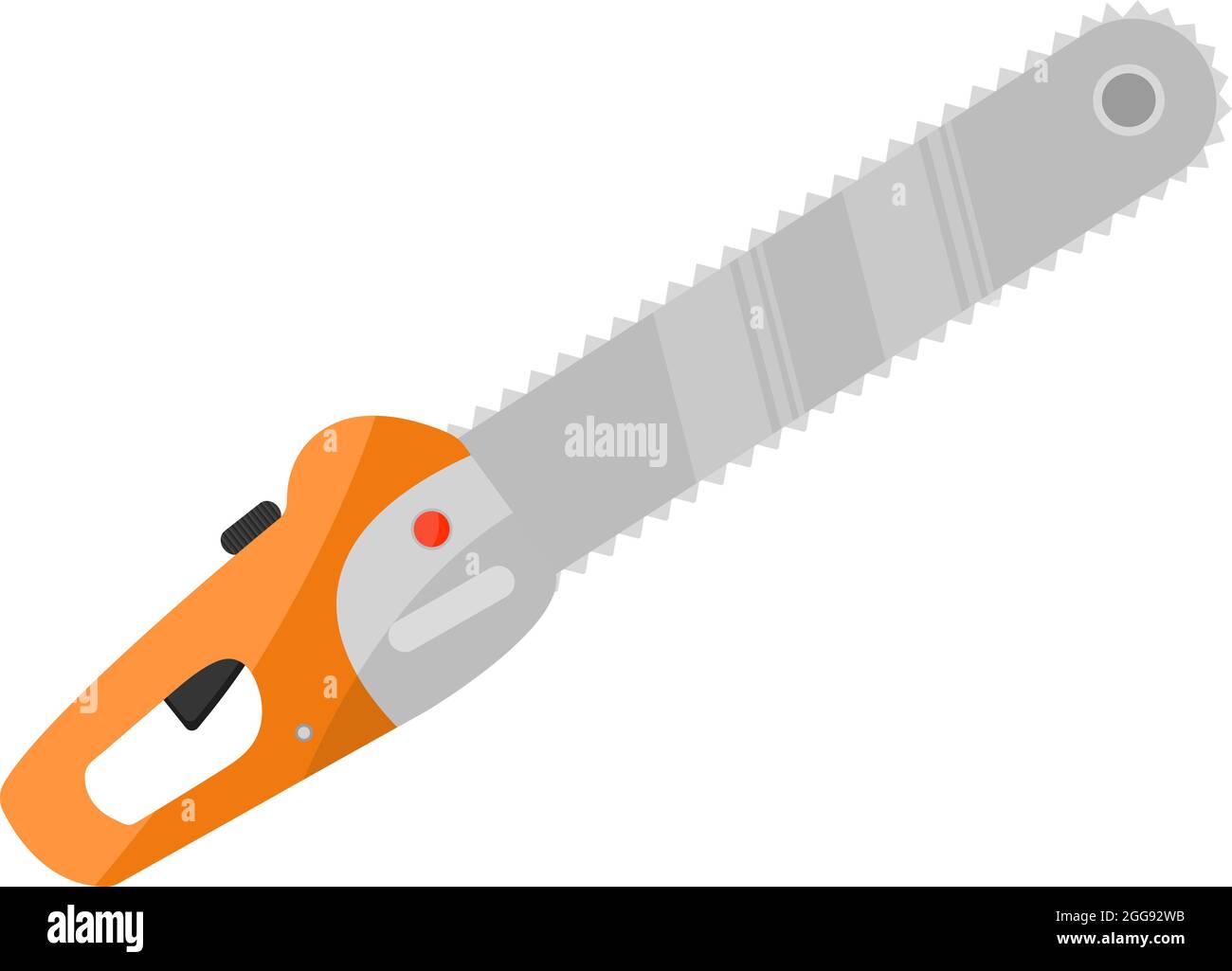 Small chainsaw, illustration, vector on white background. Stock Vector