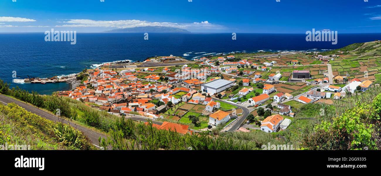 Panoramic view of Vila do Corvo (Corvo Island, Azores) Stock Photo