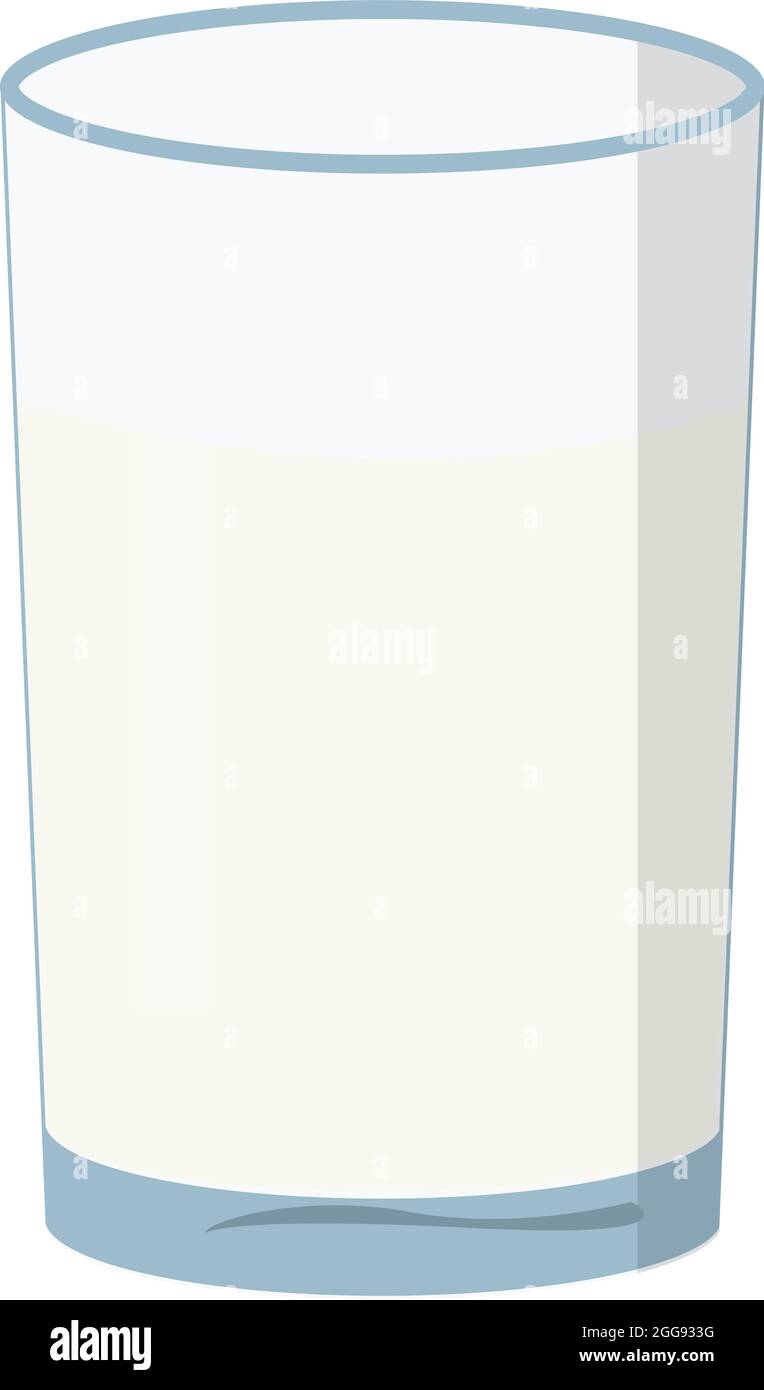 Tall glass of milk, illustration, vector on white background Stock
