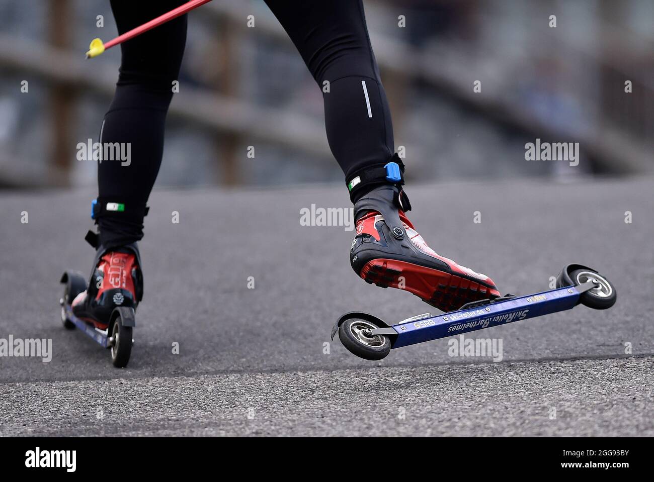 A biathlete with roller skis in action during the IBU Summer Biathlon World  Championships, men's 7,5km sprint competition, on August 28, 2021, in Nove  Mesto na Morave, Czech Republic. (CTK Photo/Lubos Pavlicek