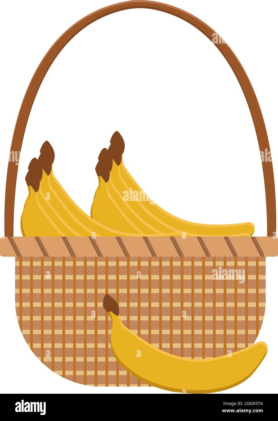 Banana in basket, illustration, vector on white background Stock Vector