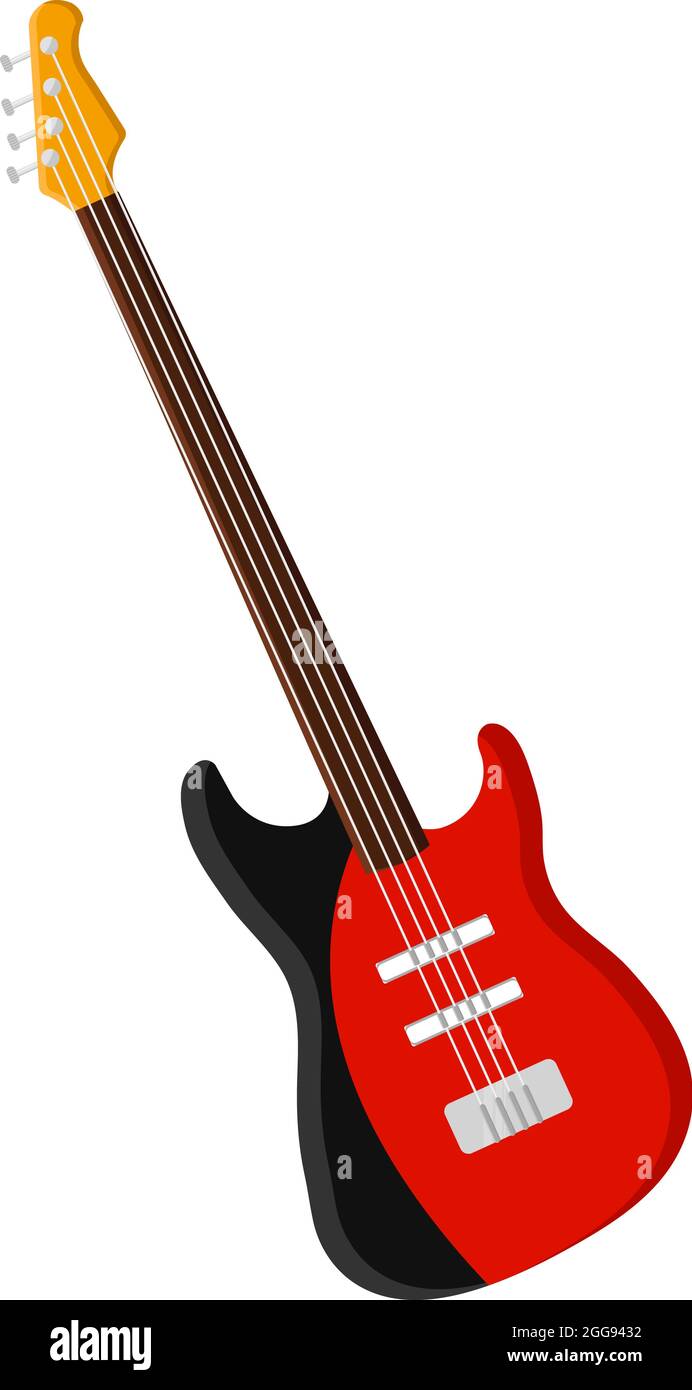 Red guitar, illustration, vector on white background. Stock Vector