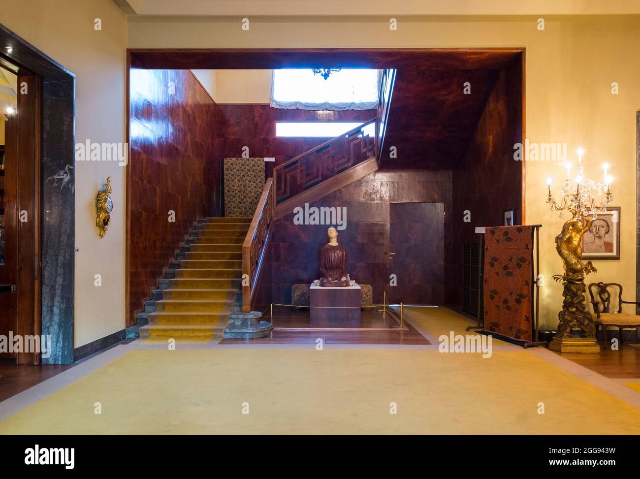 At the front entrance with Art Deco staircase. At the industrialist