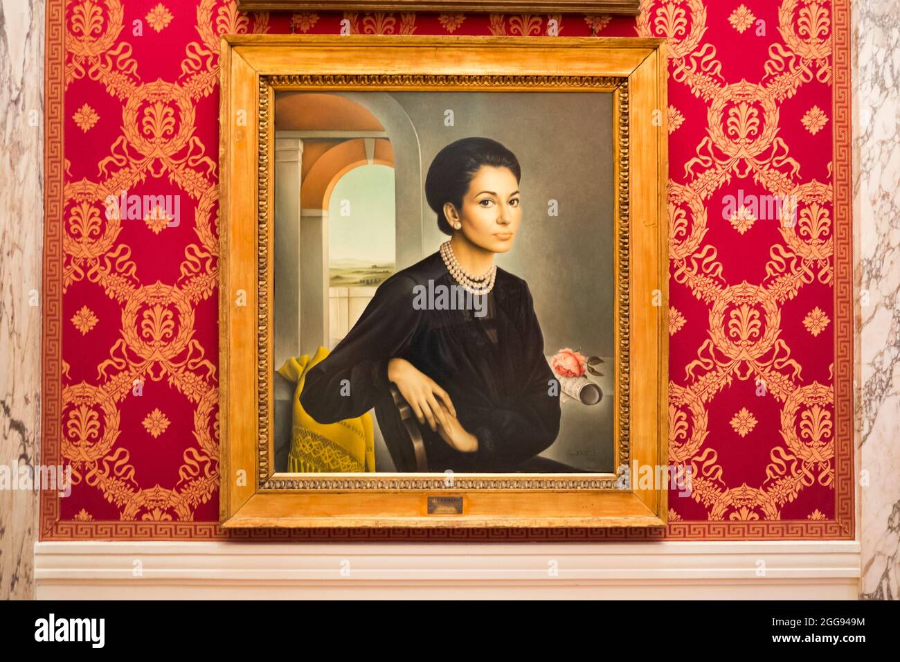 An oil painting portrait of the diva singer, Maria Callas. At the La Scala  opera, music museum and library in Milan, Italy Stock Photo - Alamy