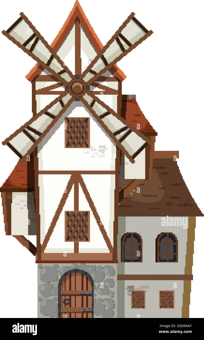 Windmill isolated on white background illustration Stock Vector Image ...