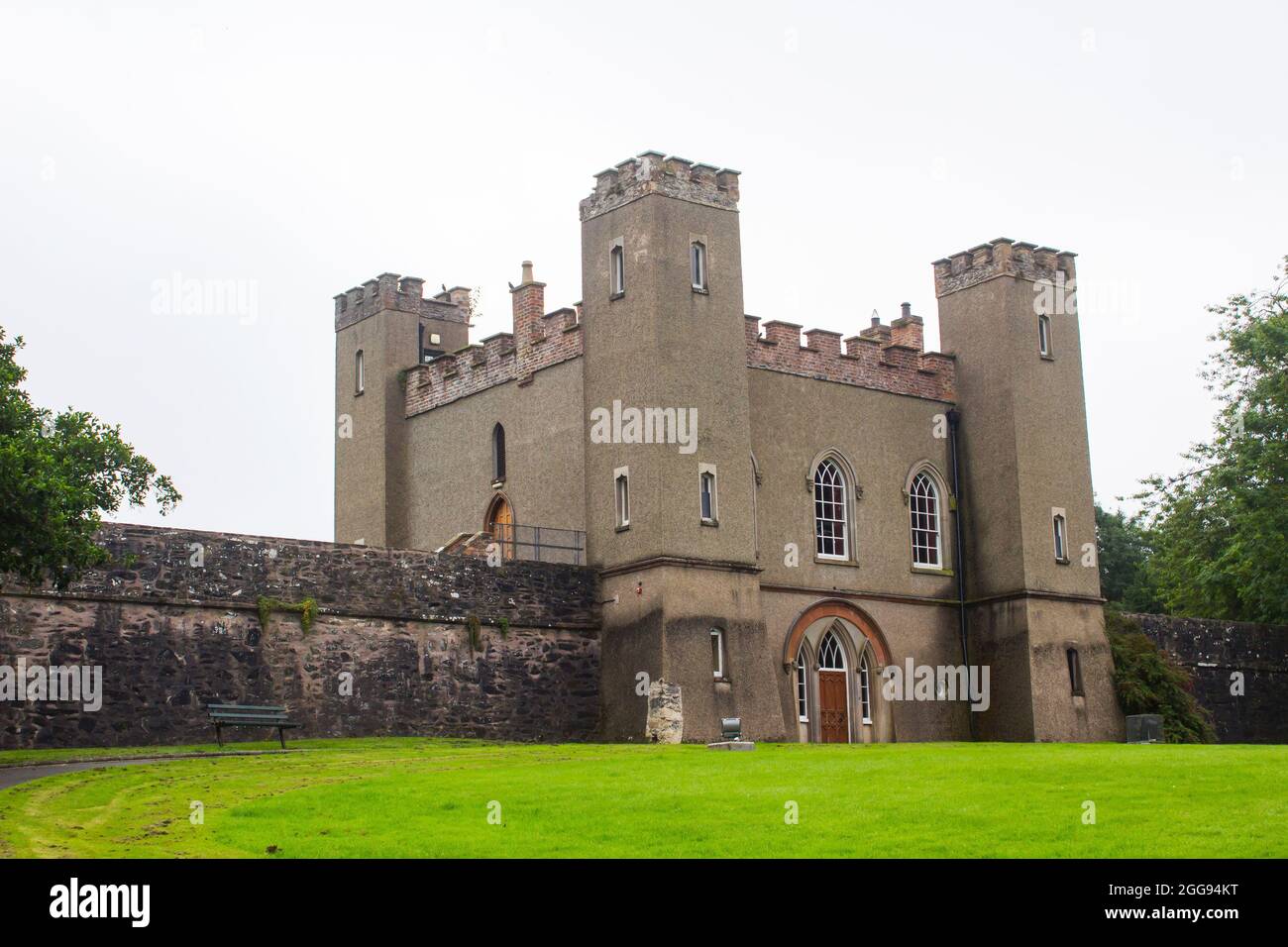 26 August 2021 The Hillsborough Fort an example of georgian Gothic style architecture located in parlkland at the village of Royal Hillsborough in Cou Stock Photo