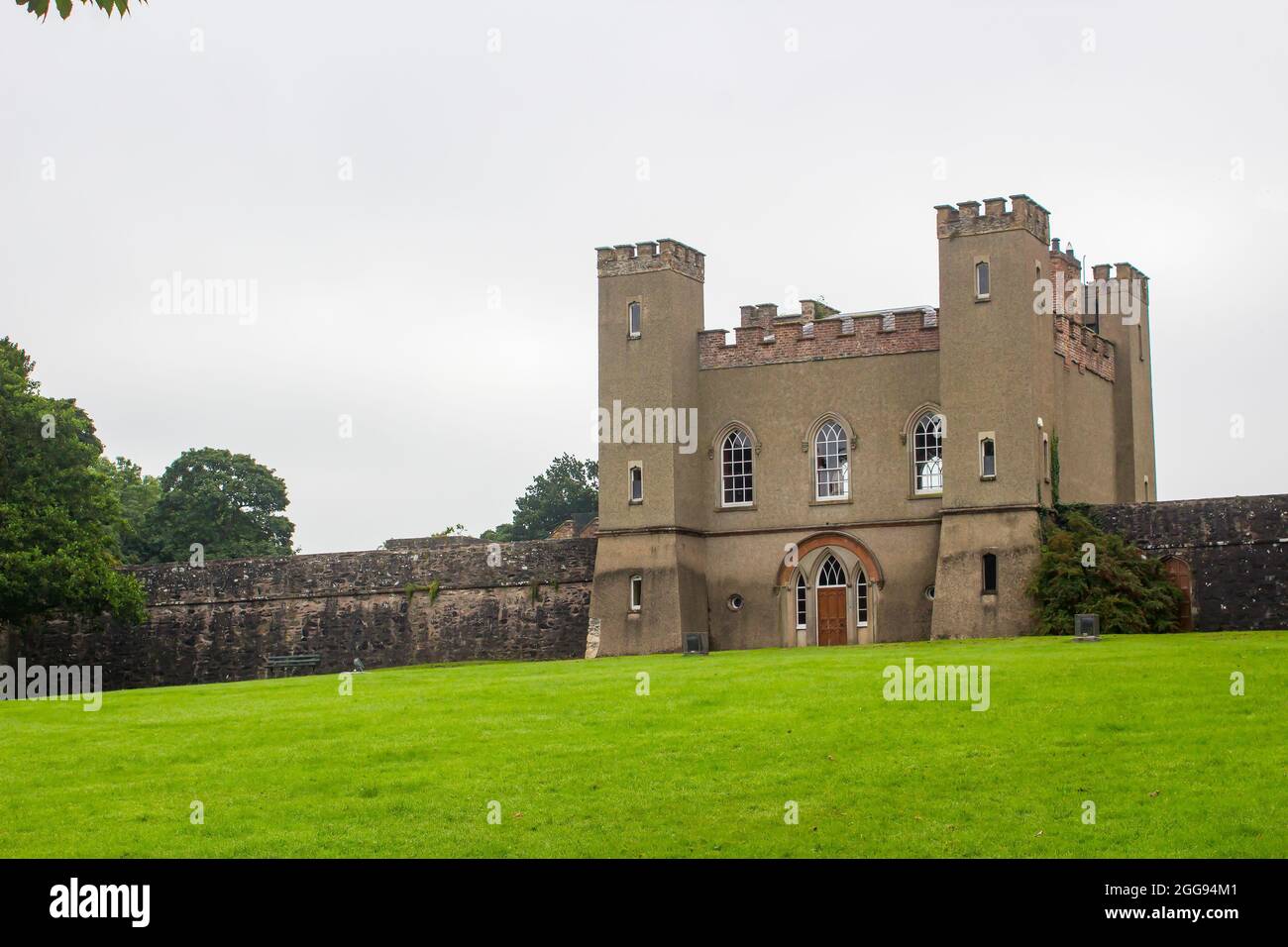 26 August 2021 The Hillsborough Fort an example of georgian Gothic style architecture located in parlkland at the village of Royal Hillsborough in Cou Stock Photo