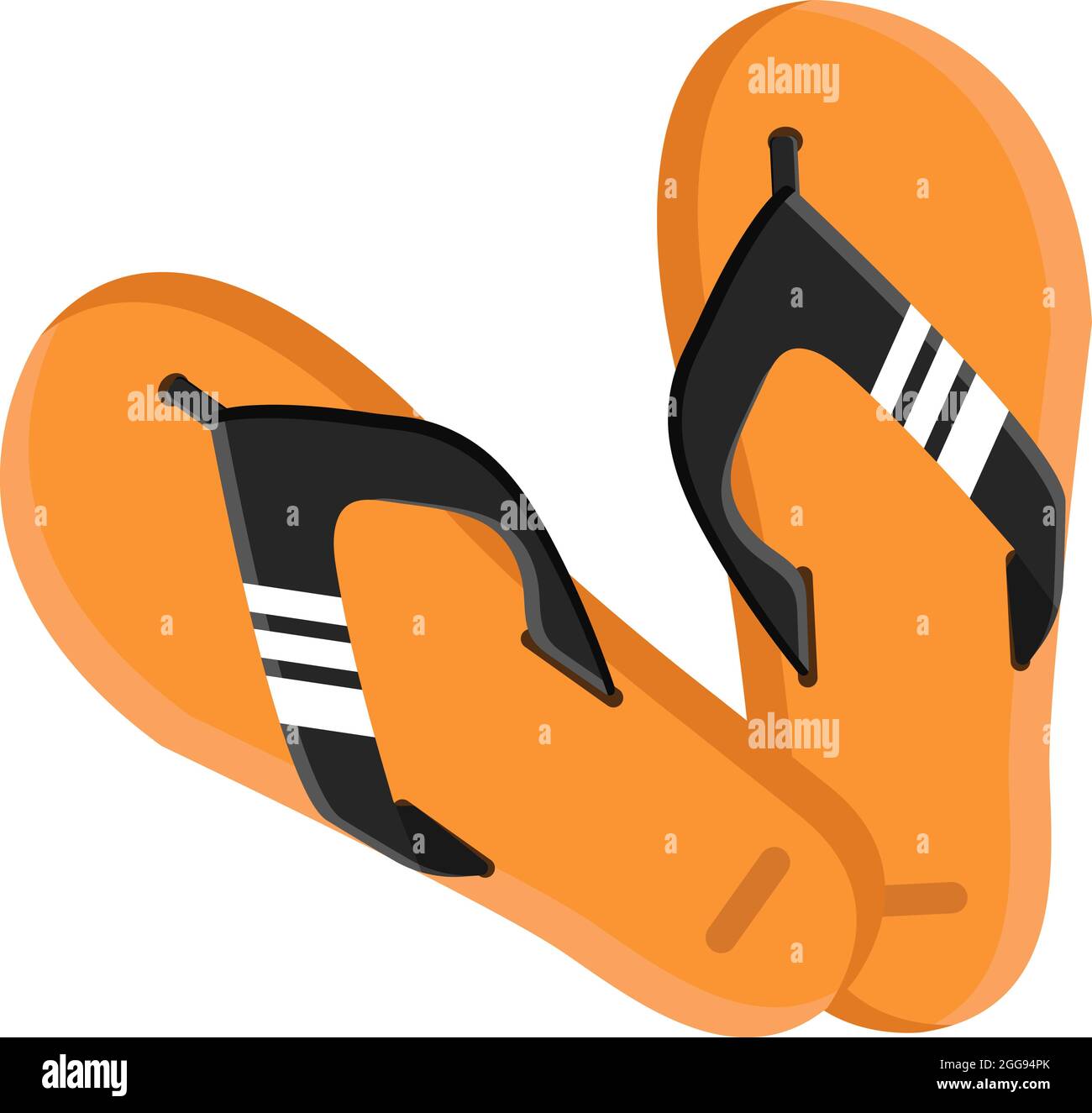 Orange flipflops, illustration, vector on white background. Stock Vector