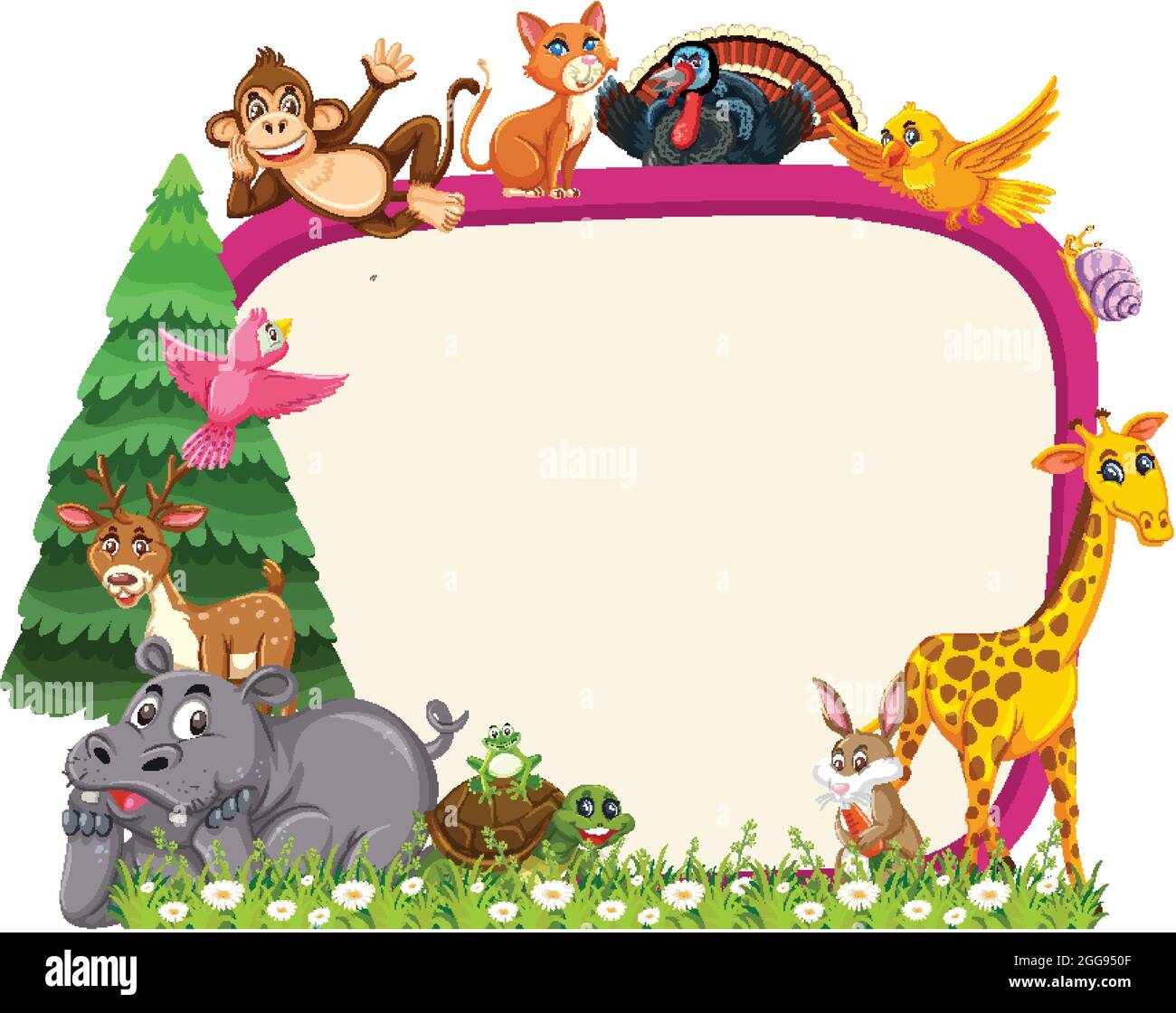 Empty banner with various wild animals illustration Stock Vector Image ...