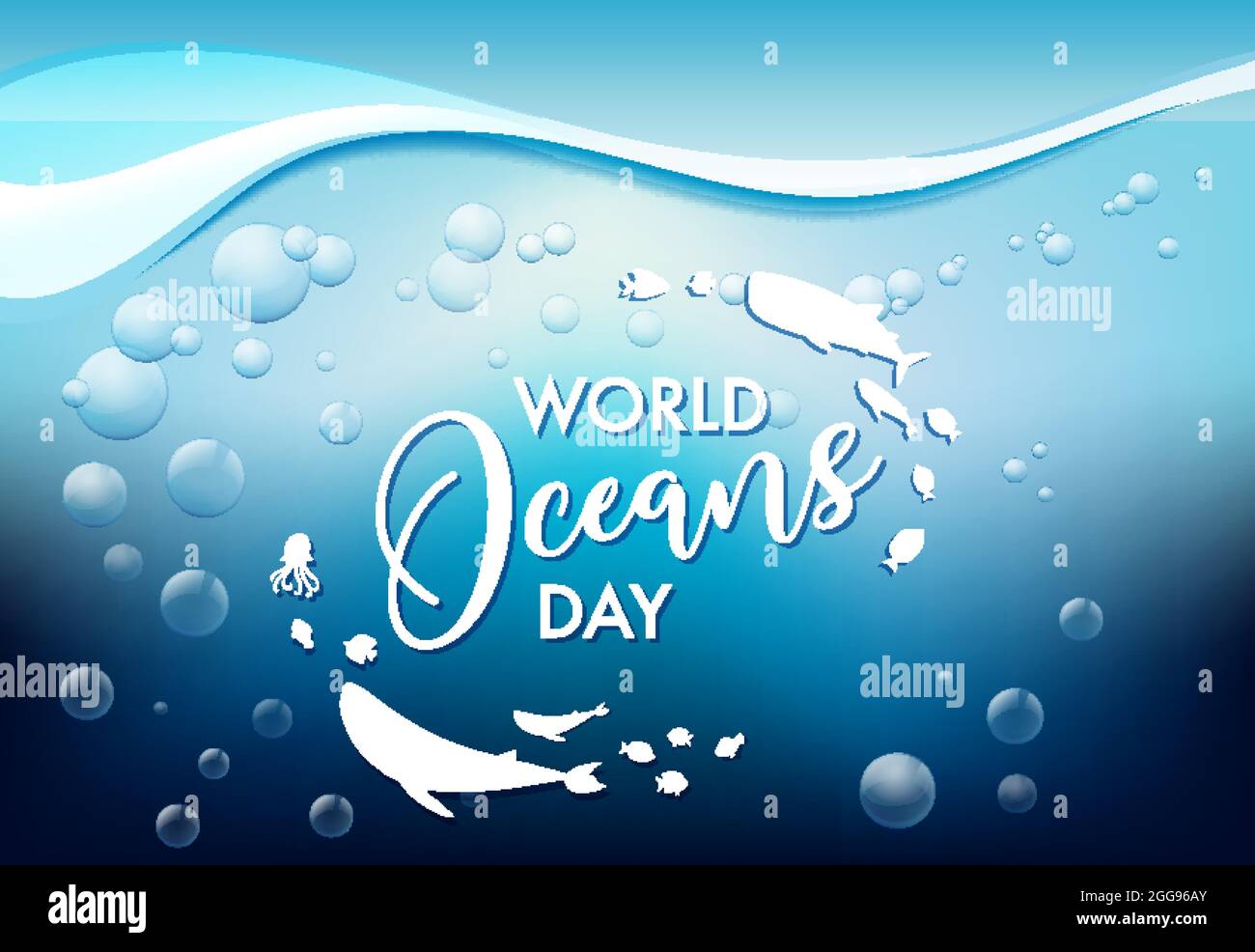 World Ocean Day banner with many different sea animals illustration ...