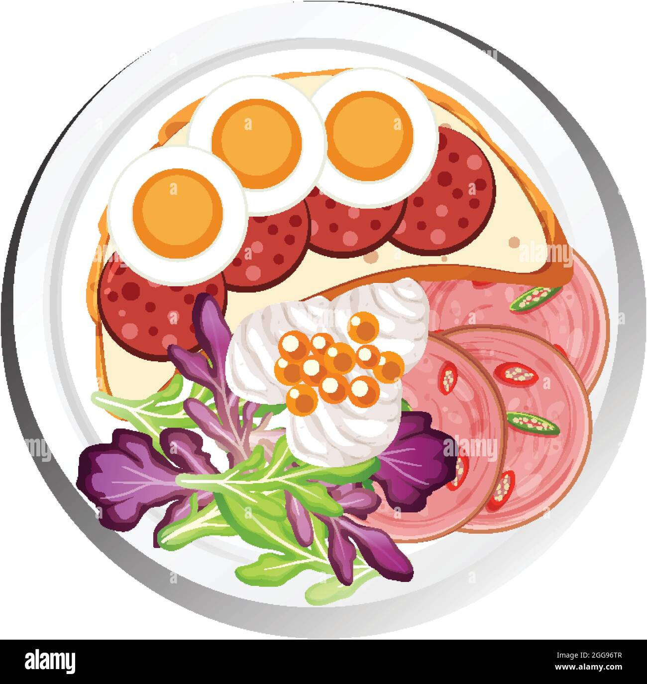 Healthy breakfast dish isolated illustration Stock Vector Image & Art ...