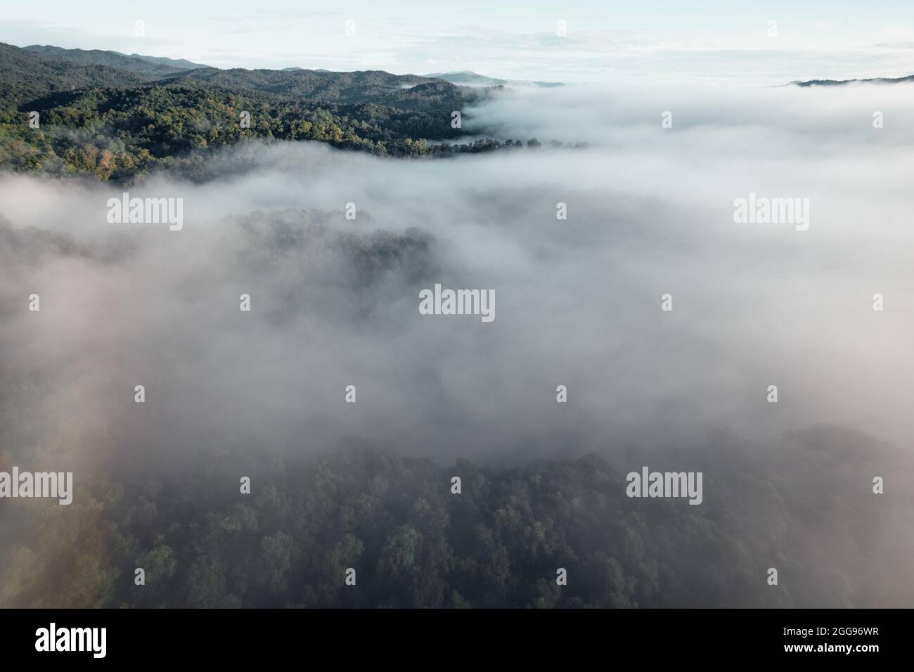morning fog in the mountains ,from above Stock Photo - Alamy