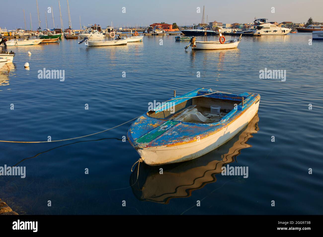 The little port of Marzamemi, Province of Syracuse, Sicily, Italy Stock Photo