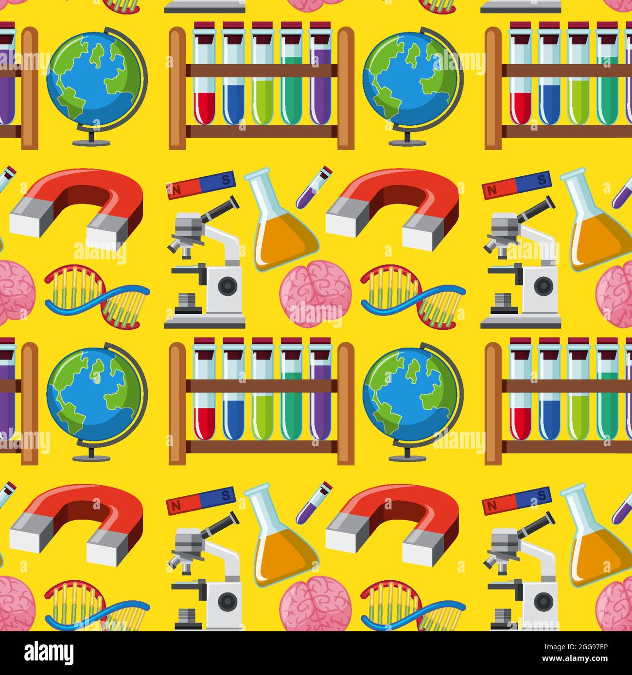Science learning tools seamless background illustration Stock Vector ...