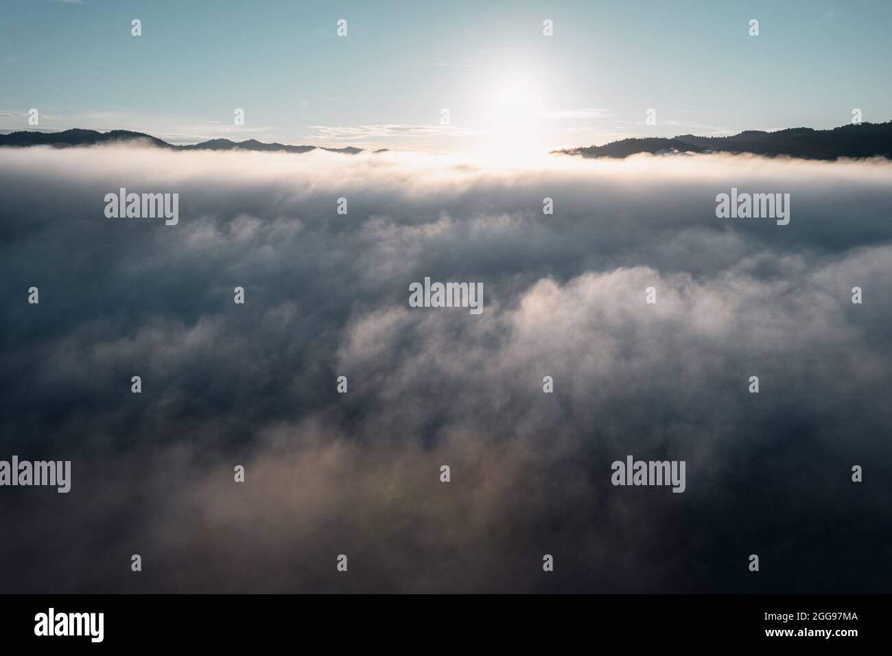 morning fog in the mountains ,from above Stock Photo - Alamy
