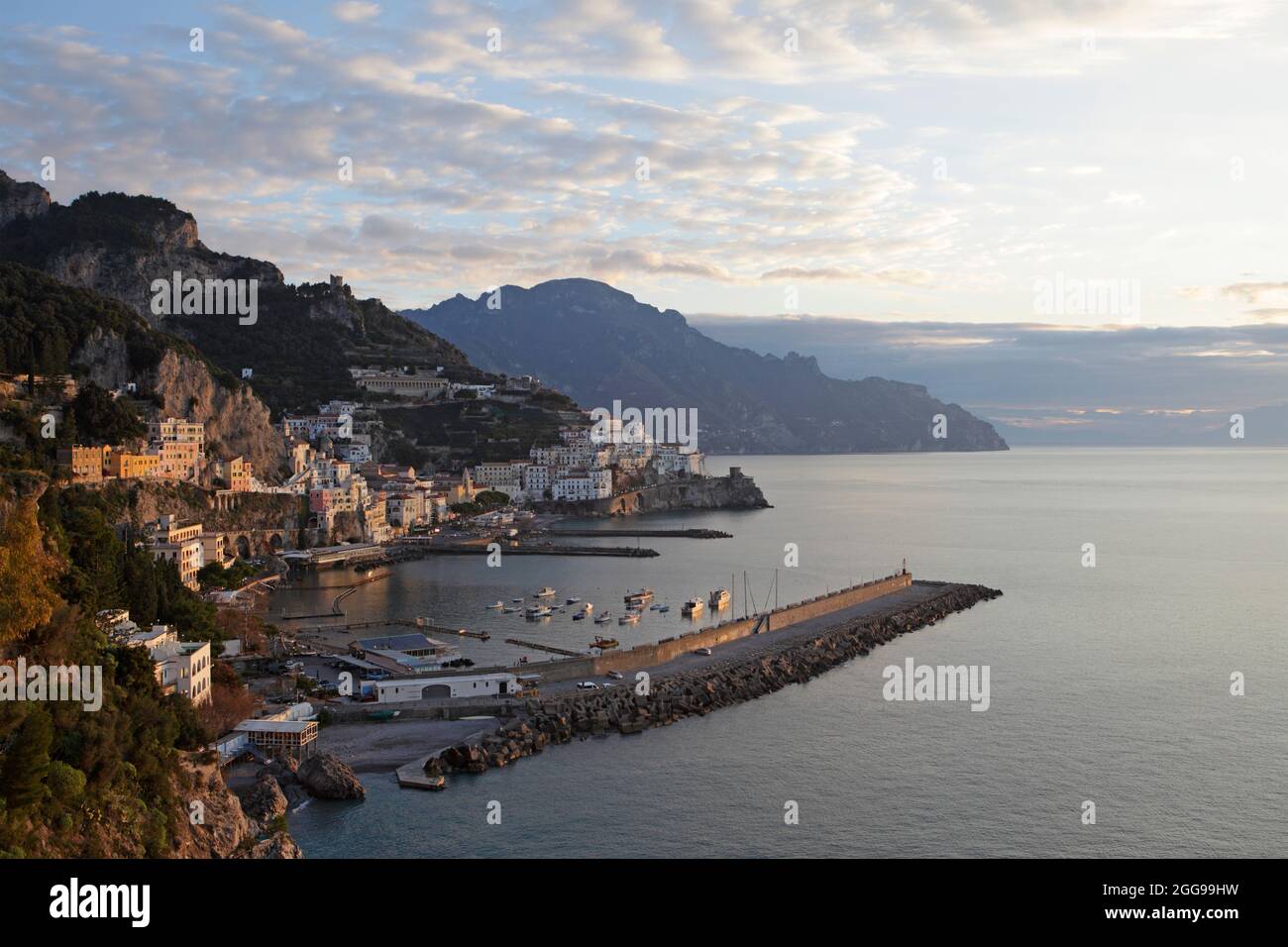 Sunrise at Amalfi, Salerno province, Italy Stock Photo