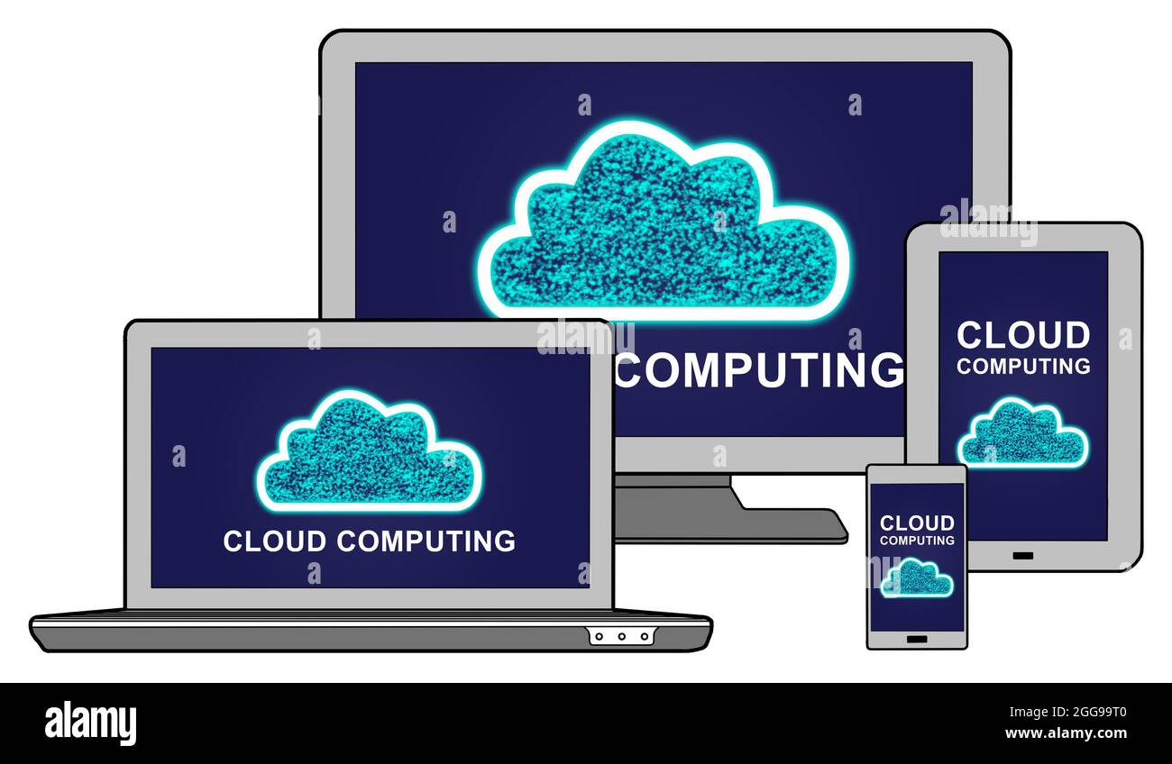 Cloud computing concept shown on different information technology ...