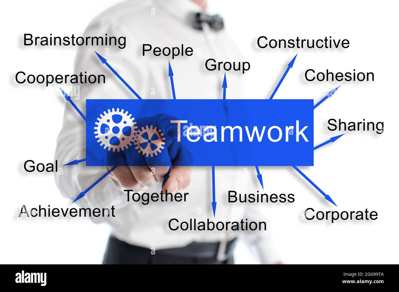 Teamwork concept shown by a man in background Stock Photo