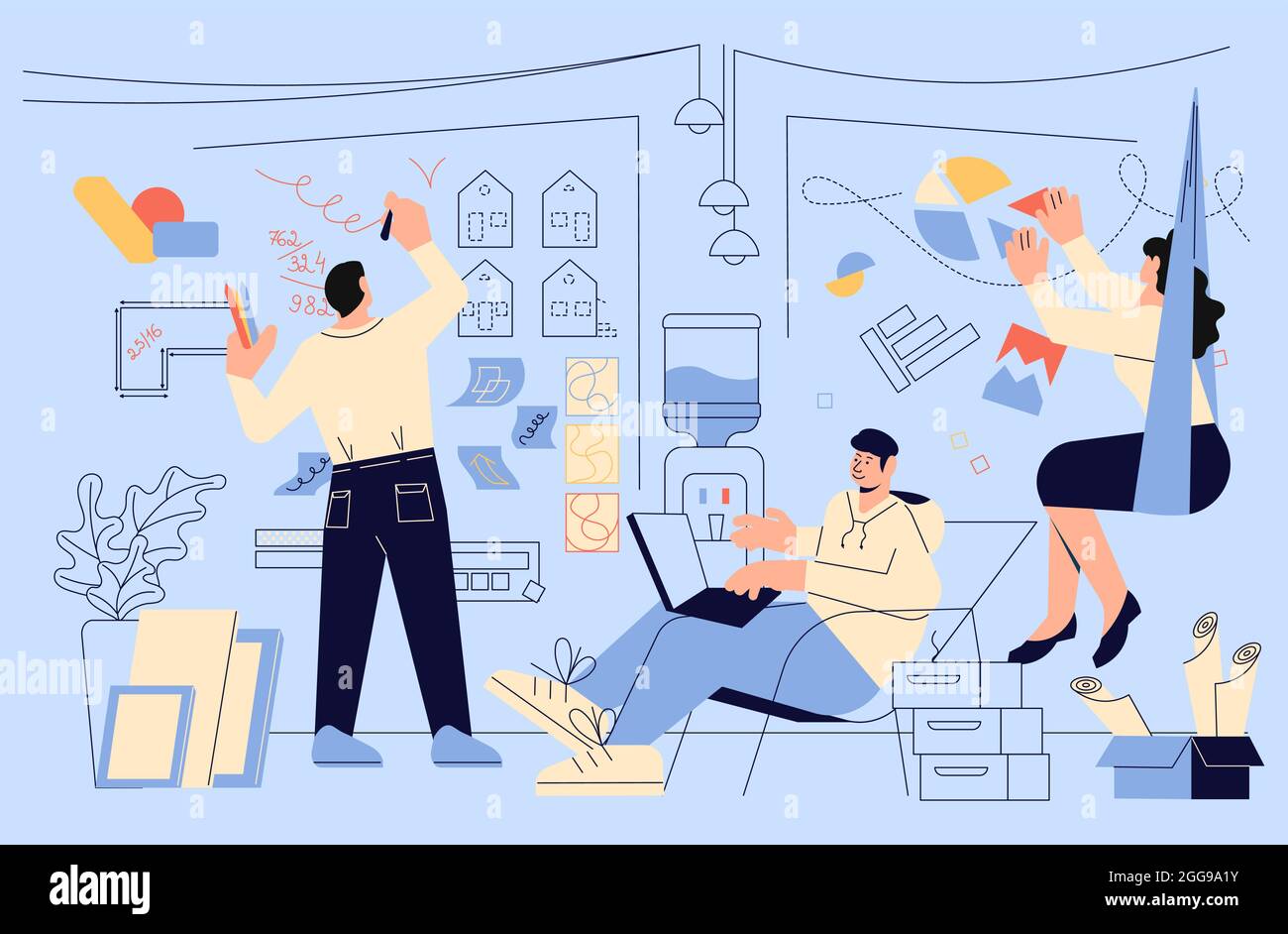 Creative team while working on a project in design studio. Male and ...