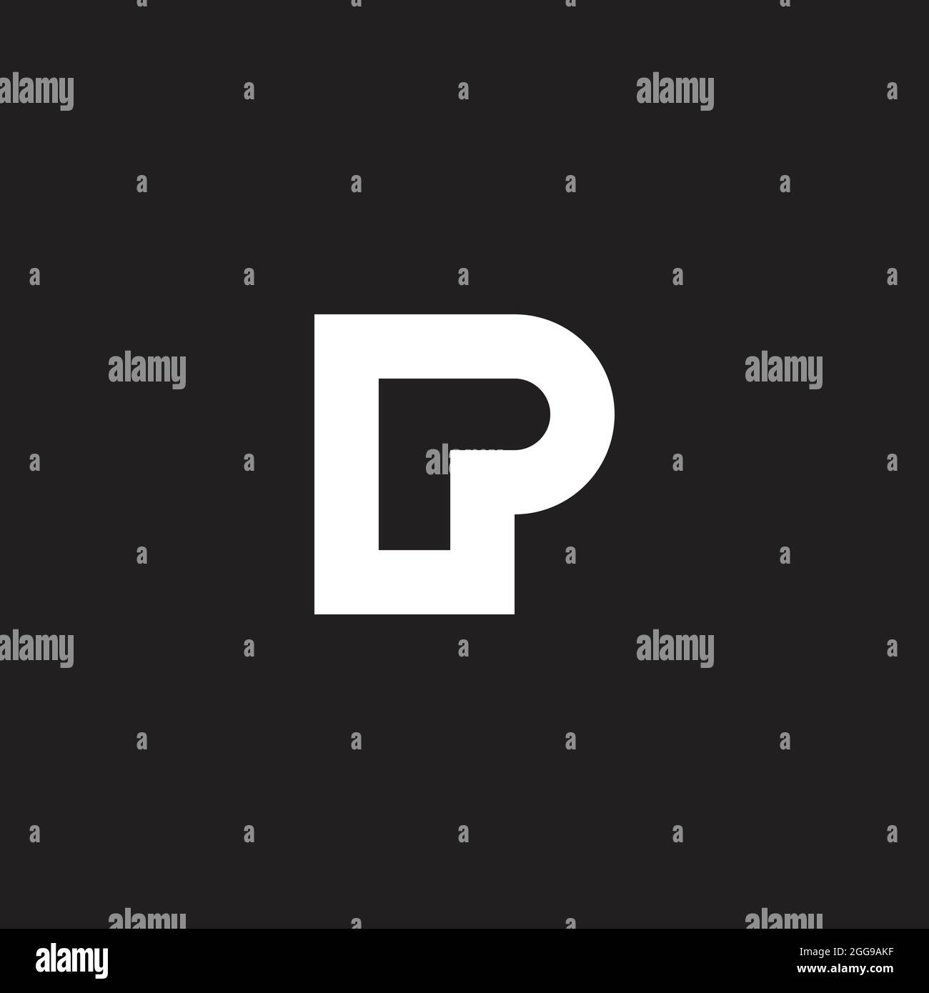 letter pr simple geometric round linear symbol logo vector Stock Vector