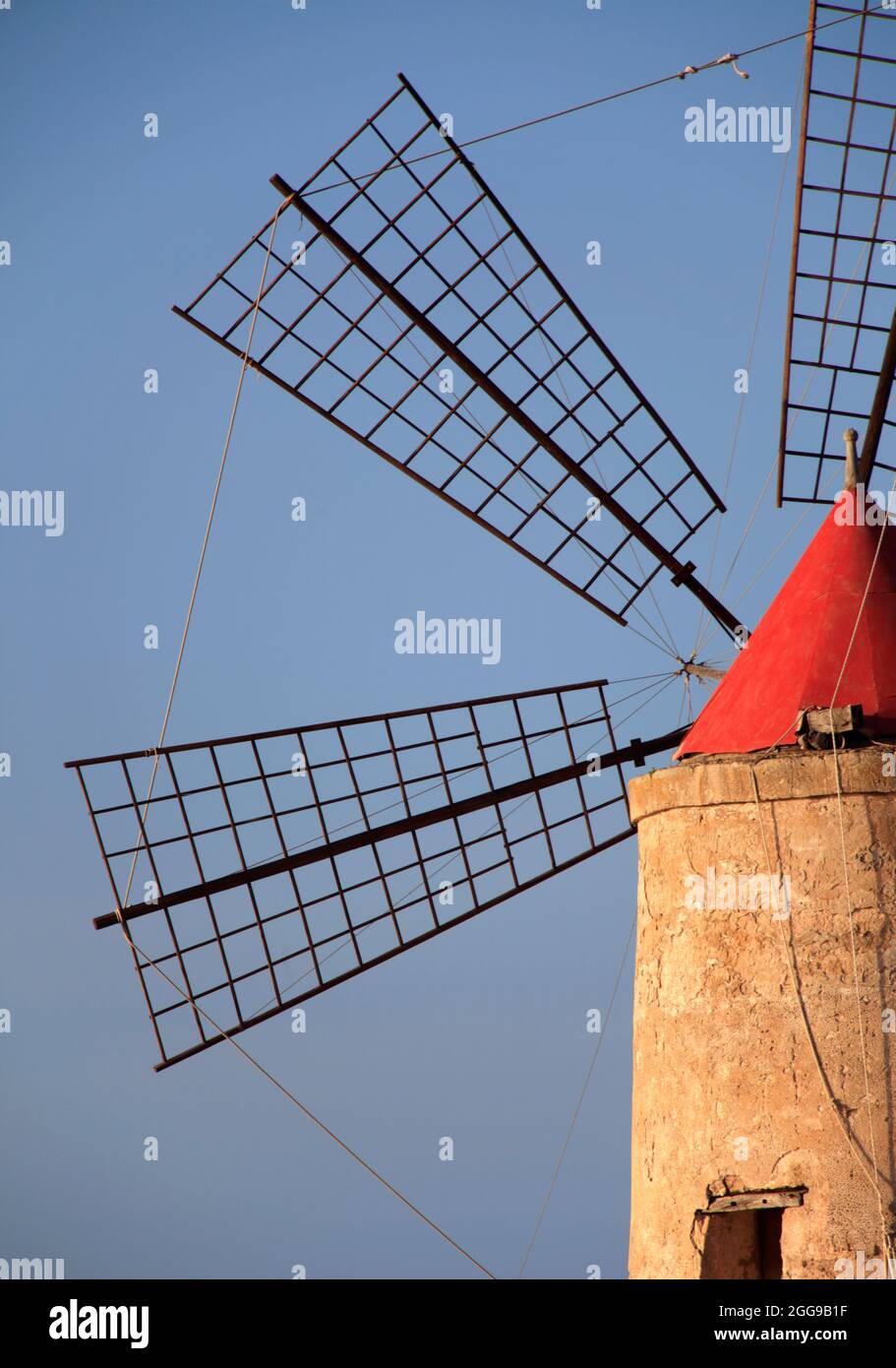 Detail of a windmill in Trapani, Sicily, Italy Stock Photo