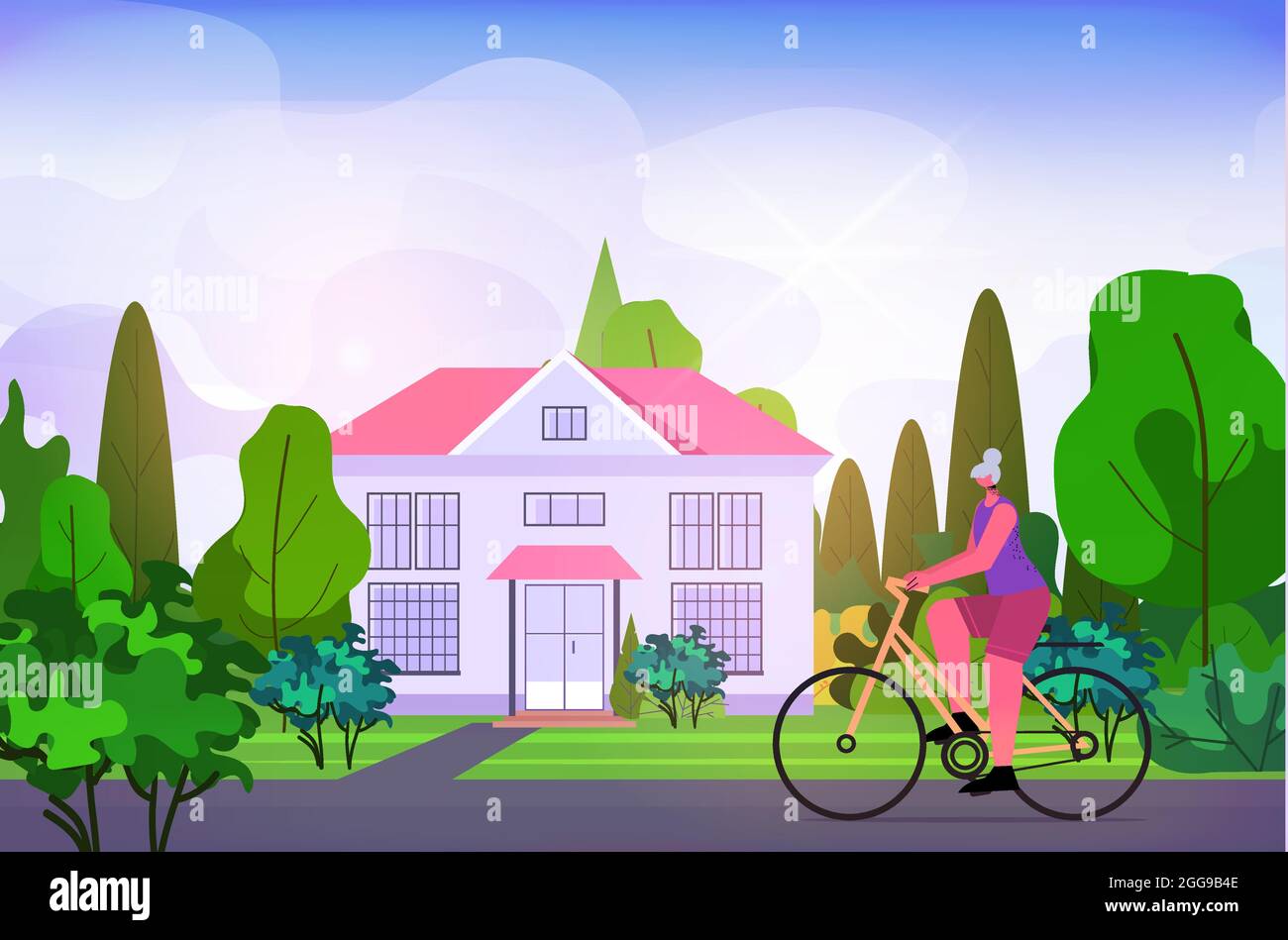 senior woman cycling outdoor aged sportswoman riding bicycle workout