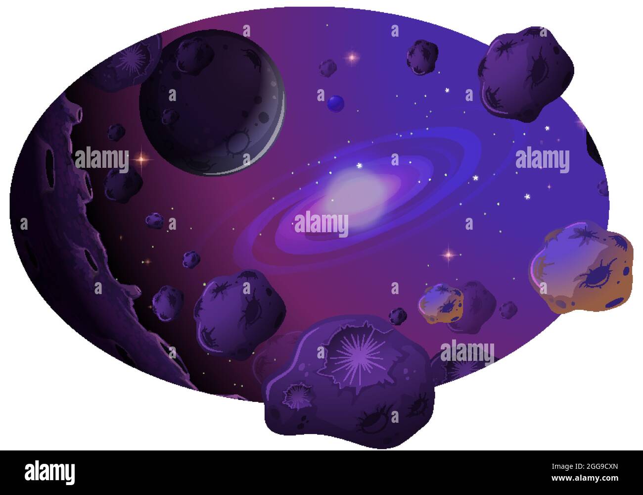 Space background with galaxy and meteorites illustration Stock Vector ...