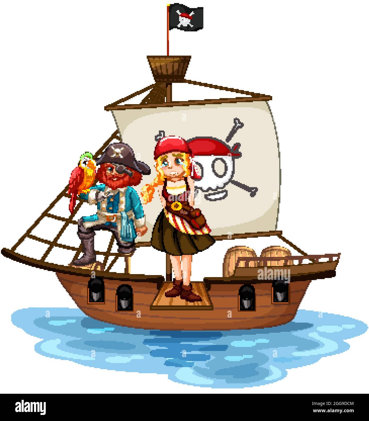 Pirate concept with a girl cartoon character walking the plank on the ship  isolated illustration Stock Vector Image & Art - Alamy