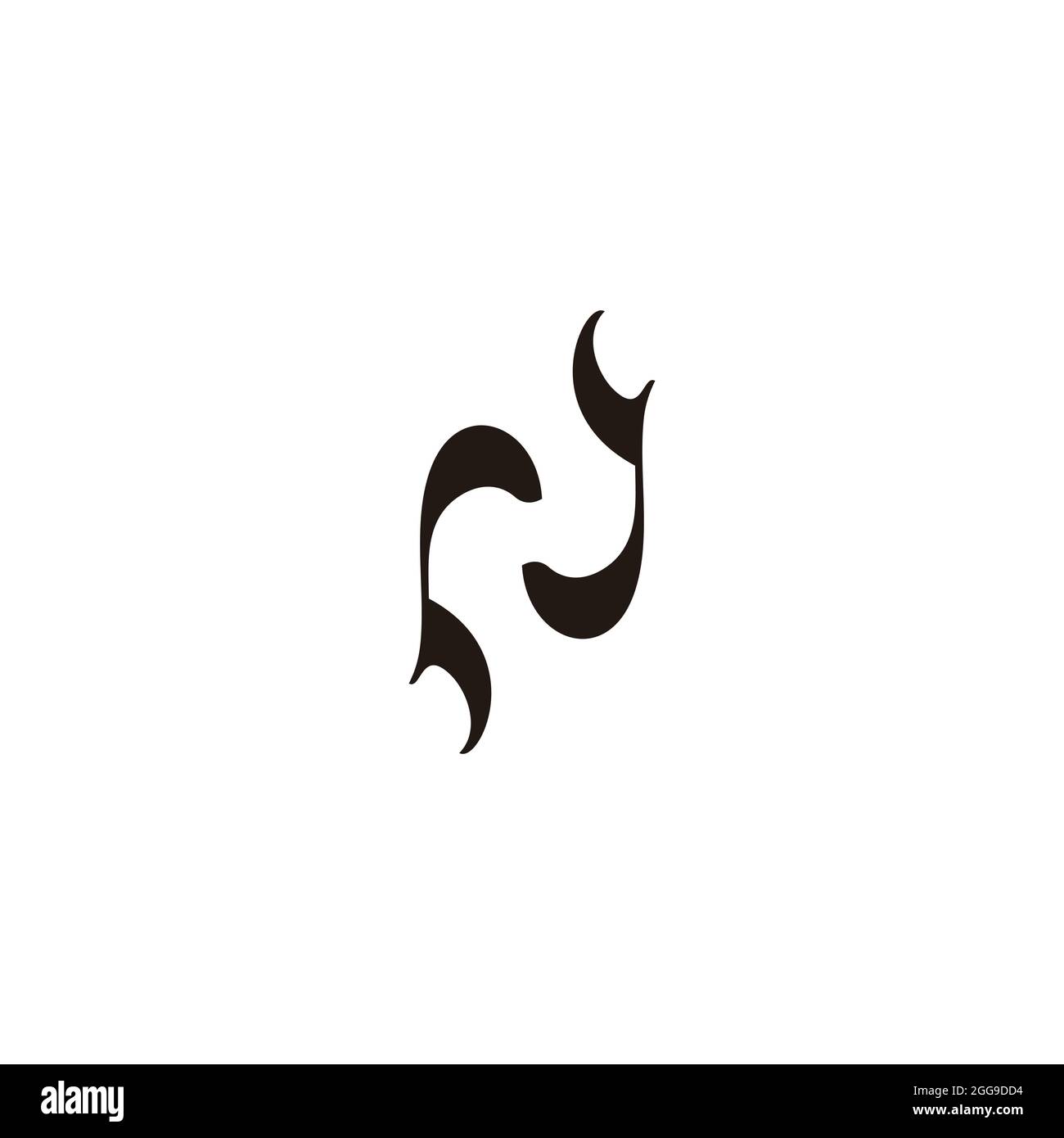 letter rj simple curves geometric logo vector Stock Vector