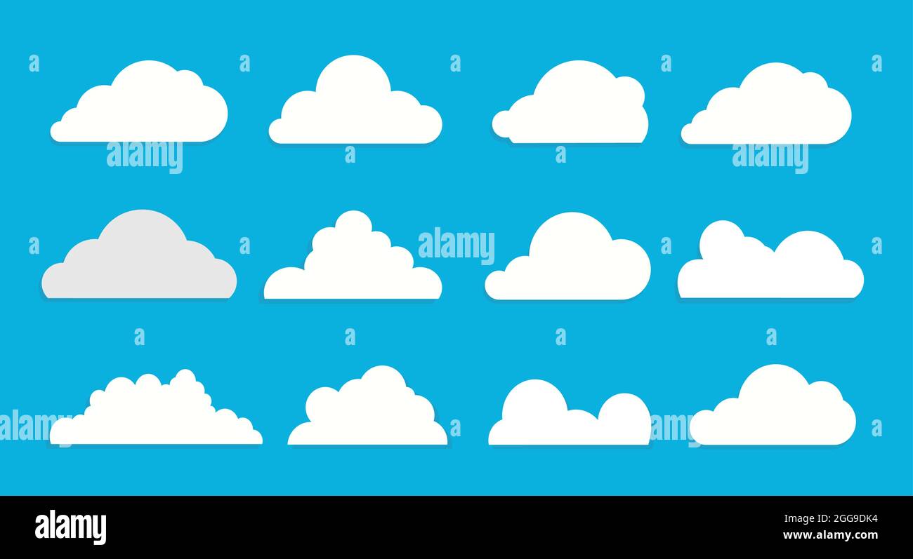 White clouds on blue sky with no shadow. Stock Stock Vector