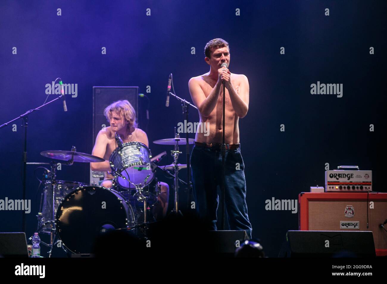 English punk band shame, perfrom live during the Todays festival in Turin, Italy Stock Photo