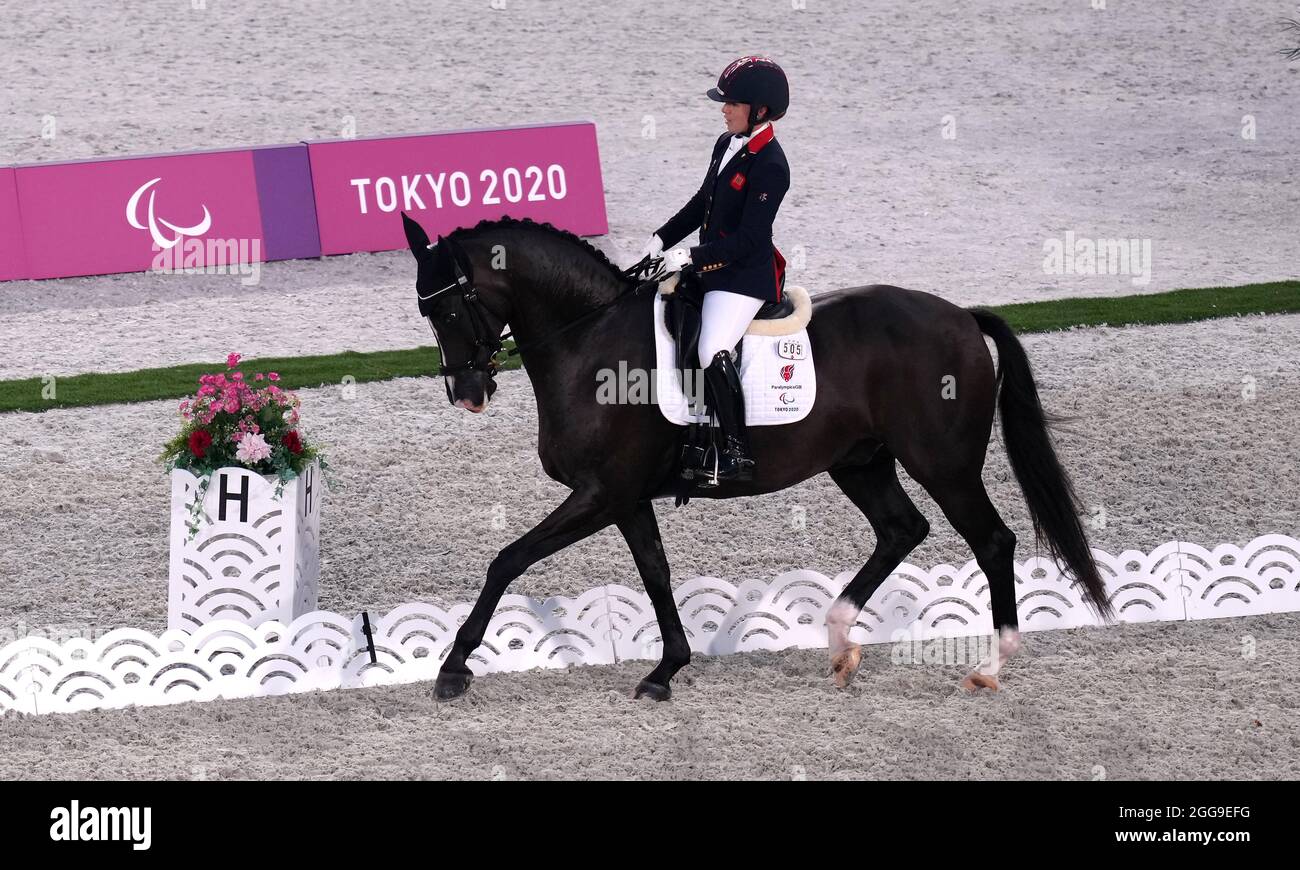 Great Britain's Sophie Wells riding Don Cara .M competes in the ...