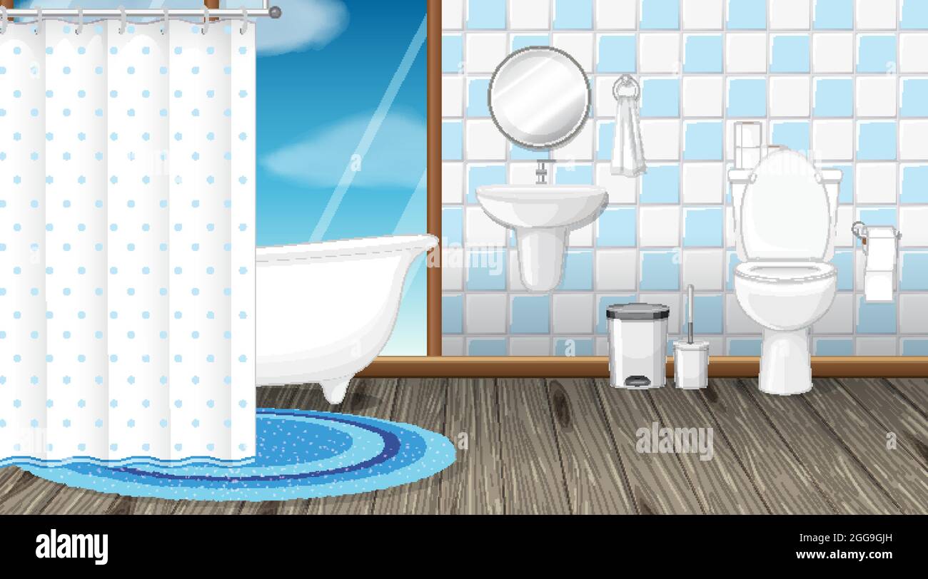 Bathroom interior design with furniture illustration Stock Vector Image ...
