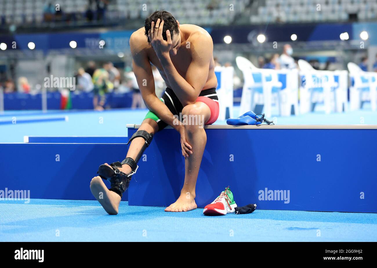 Tokyo 2020 Paralympic Games - Swimming - Men's 100m Backstroke - S9 Final –  Tokyo Aquatics Centre, Tokyo, Japan - August 30, 2021. Simone Barlaam of  Italy reacts after competing REUTERS/Bernadett Szabo Stock Photo - Alamy