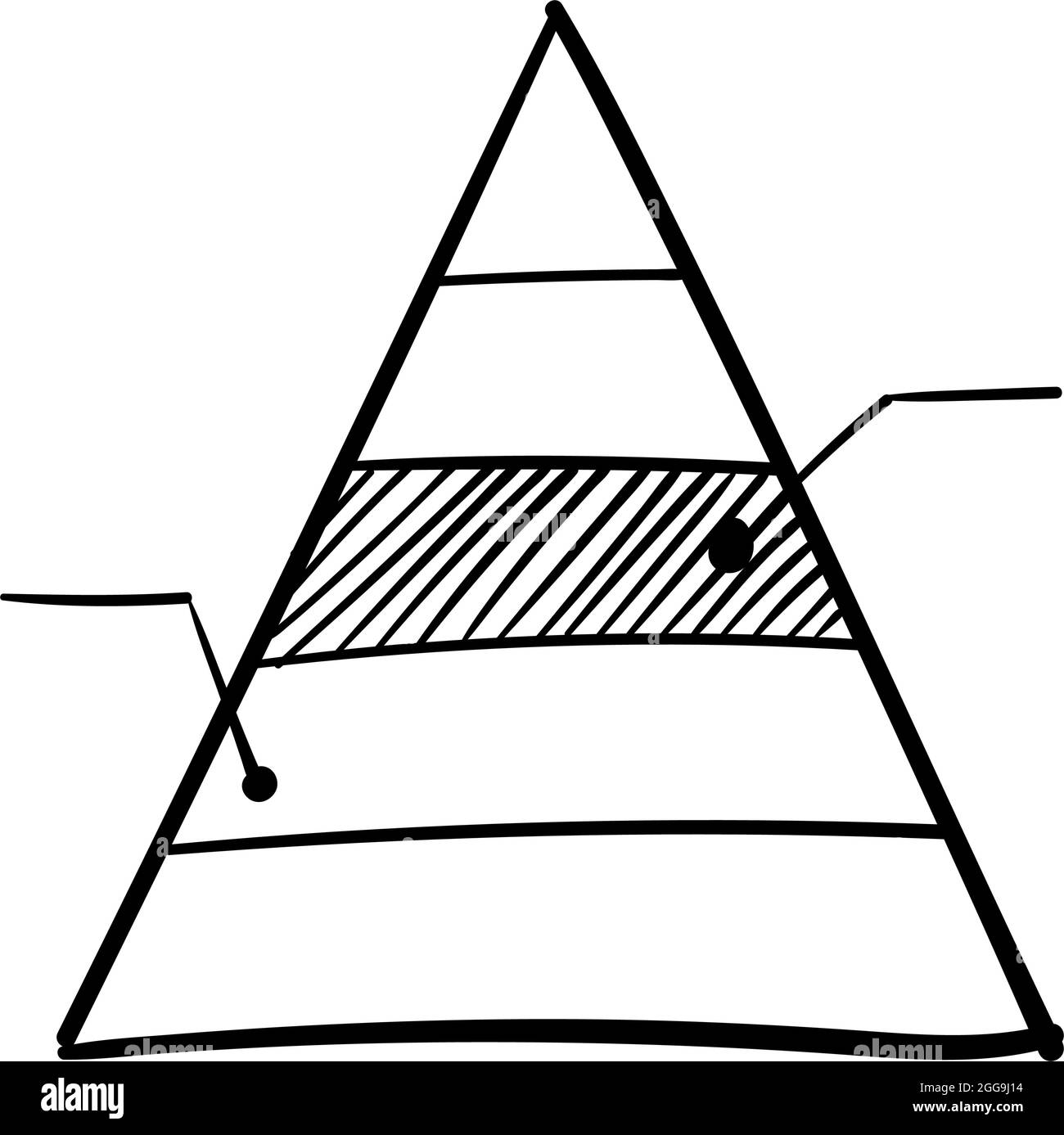 hand drawn financial pyramid chart icon in doodle style isolated Stock