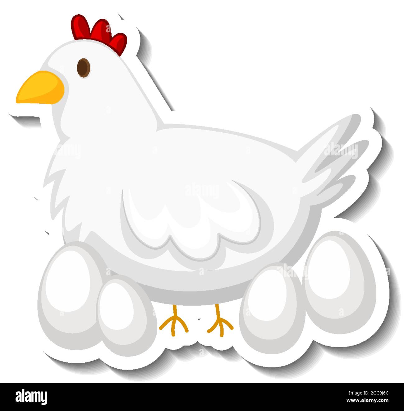 Sticker template with a chicken and many eggs isolated illustration ...
