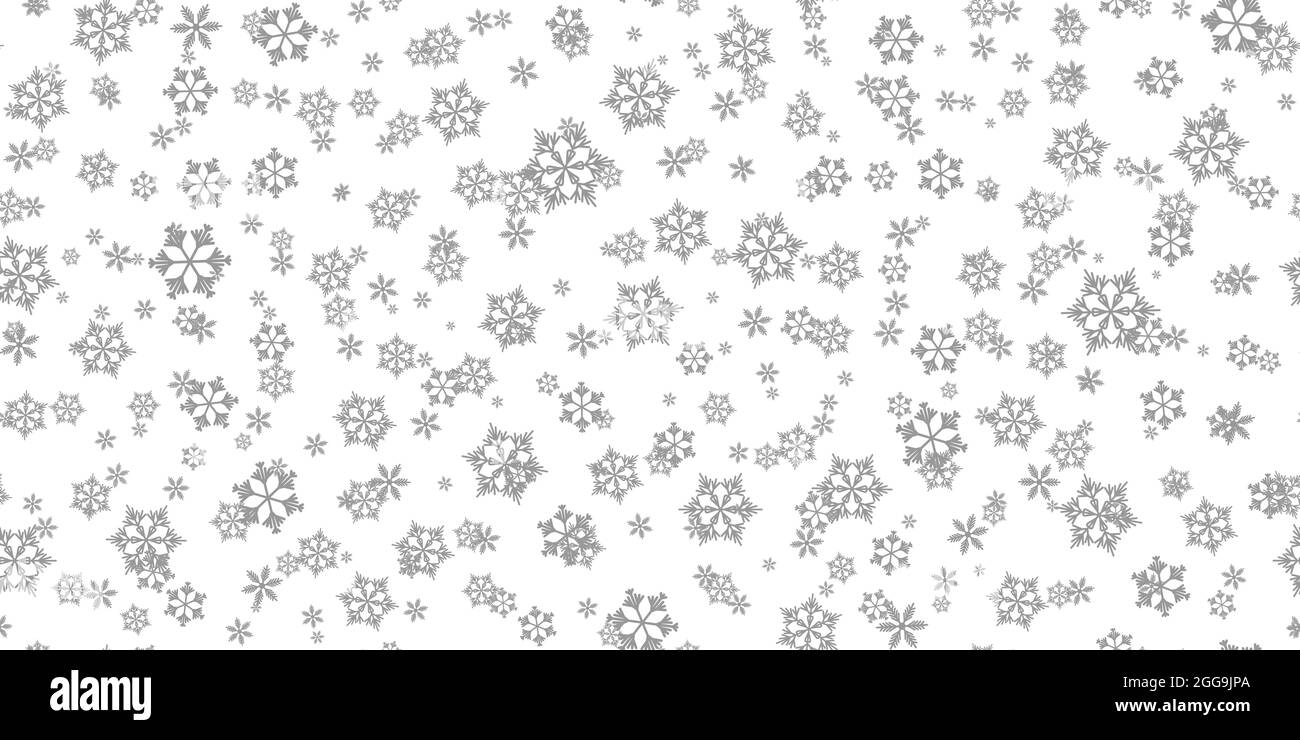 Winter seamless pattern with grey snowflakes on white background ...