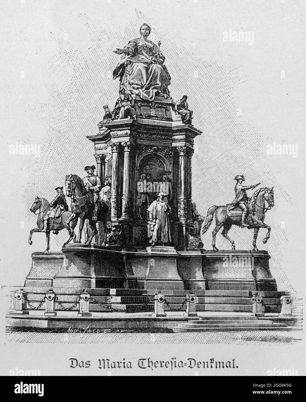 Monument of Empress Maria Theresia (1717-1780) sitting on her throne, Vienna, Austria, Europe, Hauptstädte der Welt, historic Illustration 1897 Stock Photo