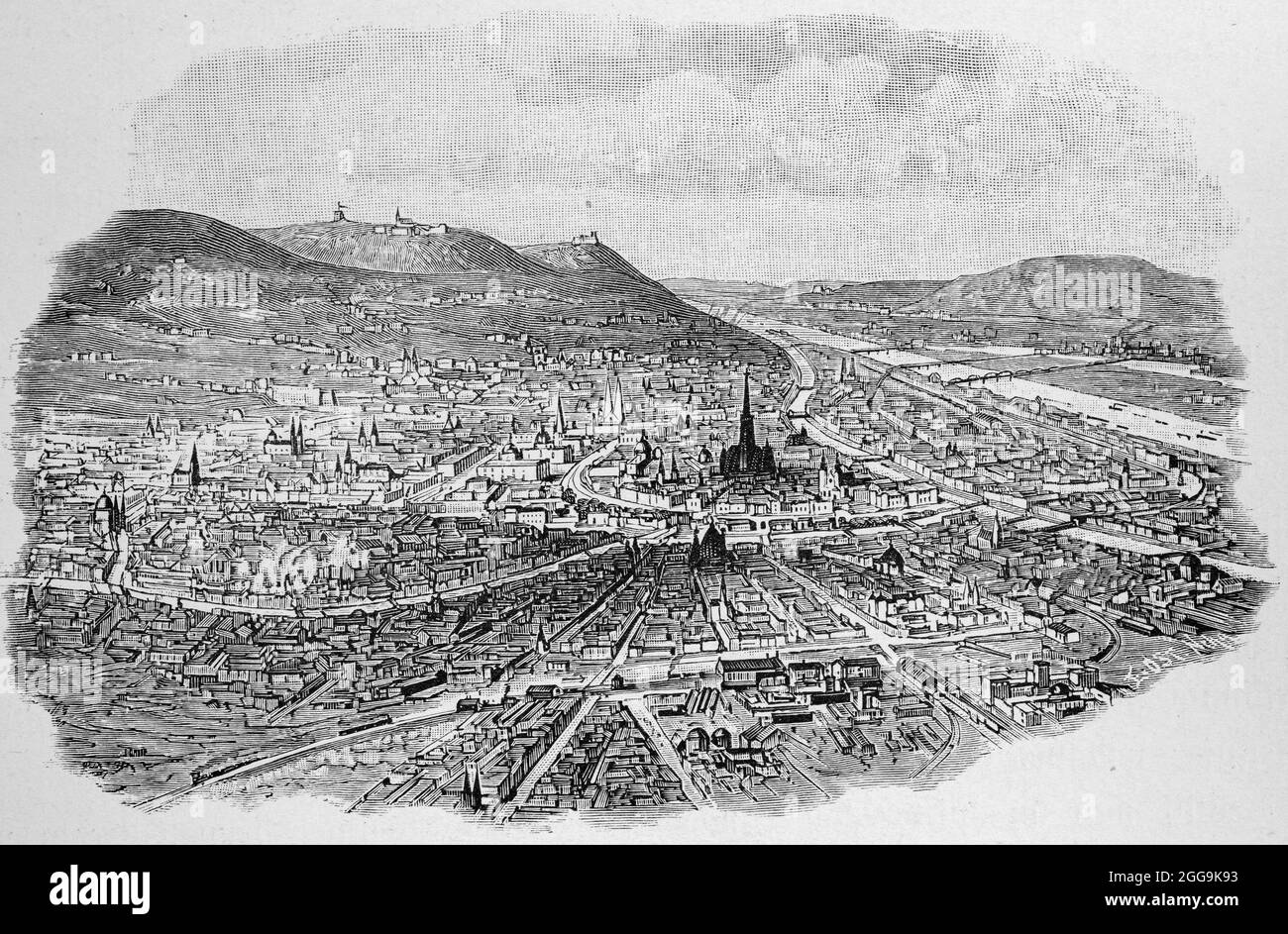 Aerial view of Vienna, Vienna, Austria, Europe, Hauptstädte der Welt, historic Illustration 1897 Stock Photo