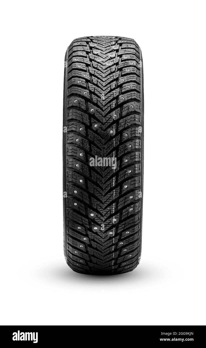 winter studded tire, isolate front view icon photo. Stock Photo