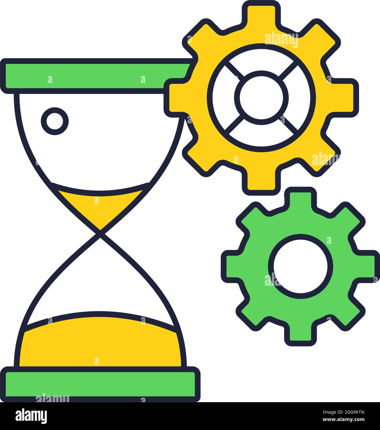 Hourglass and gear cog wheal vector icon Stock Vector
