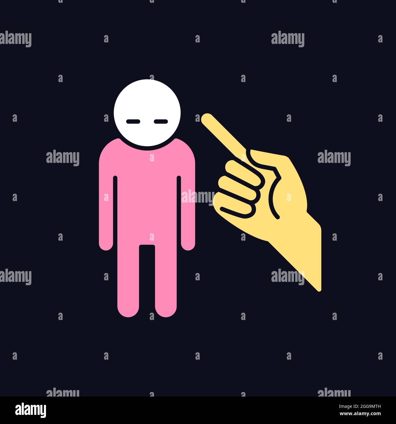 Punishment gesture RGB color icon for dark theme Stock Vector Image ...