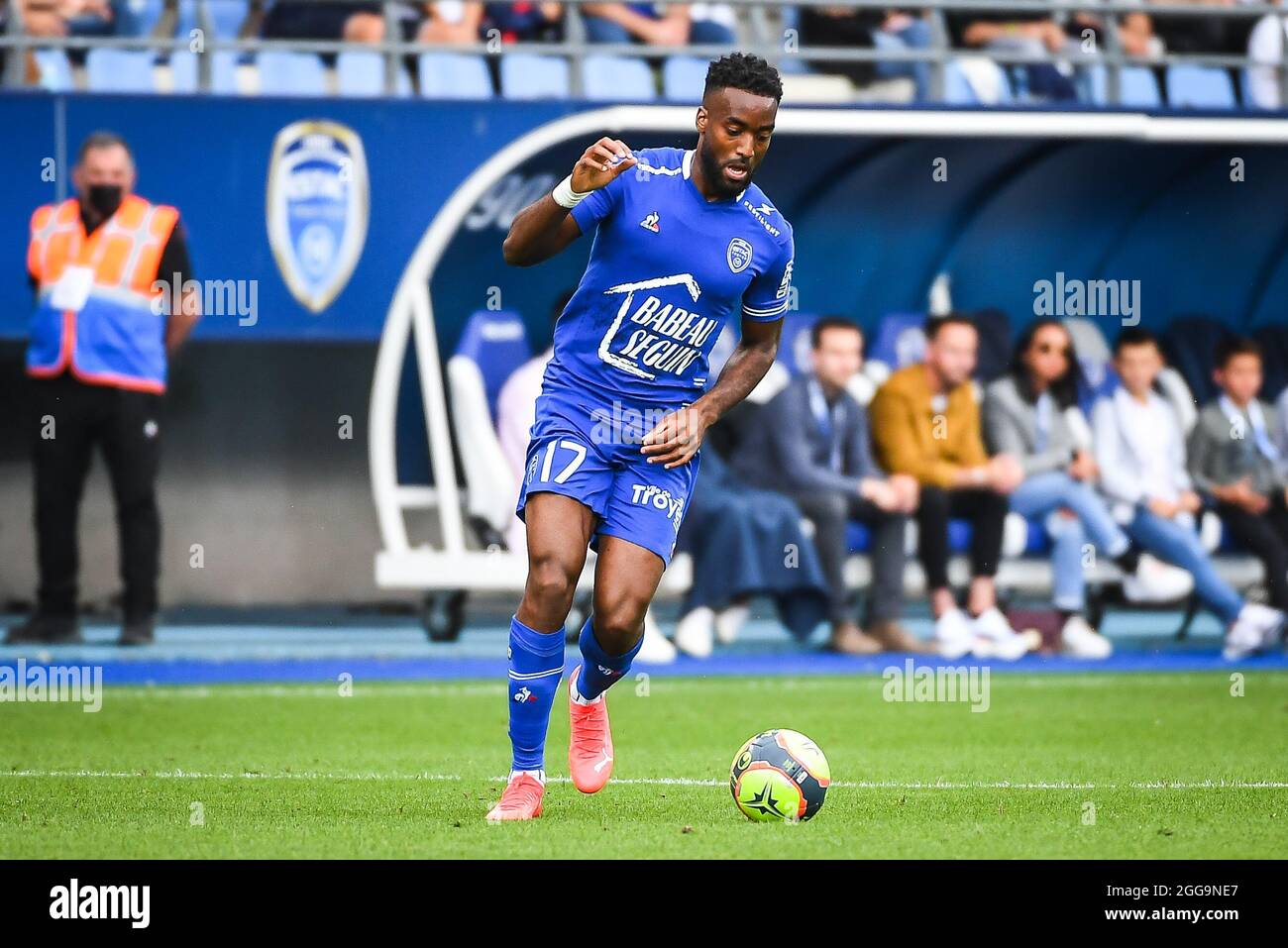 Yoann SALMIER of ESTAC Troyes during the French championship Ligue 1  football match between ESTAC Troyes and AS Monaco on August 29, 2021 at  Stade de L'Aube in Troyes, France - Photo