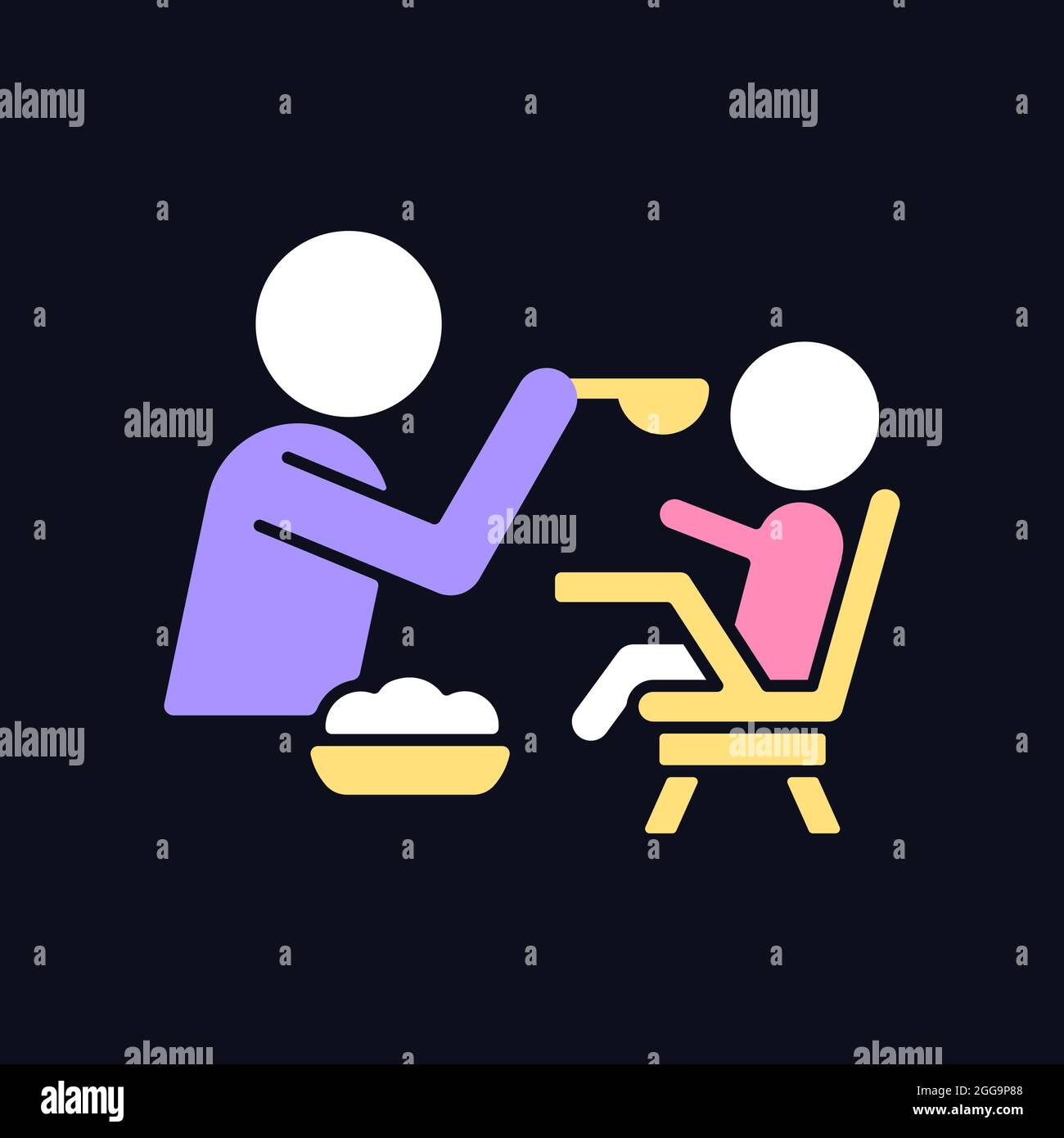 Feeding in highchair RGB color icon for dark theme Stock Vector Image ...