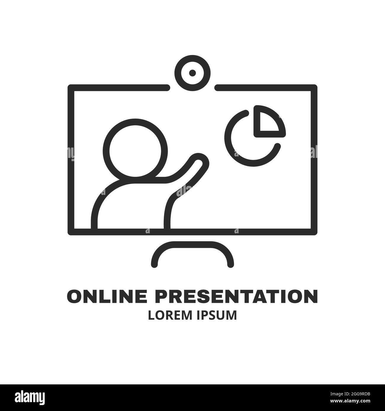 Computer with two people conferencing, online meeting Stock Vector