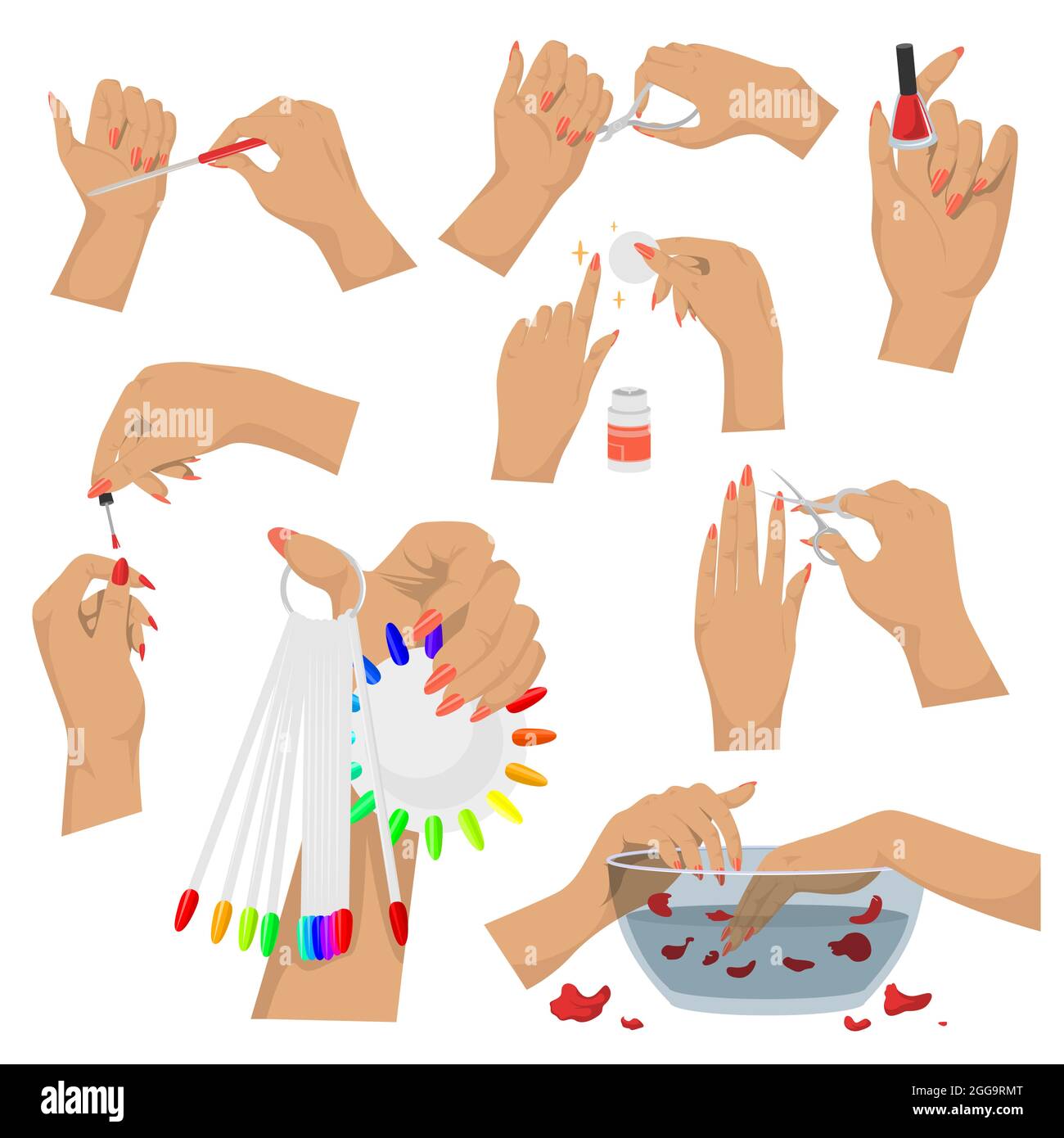 Nails art salon vector logo.Illustration of woman hand with elegant,  beautiful manicure.Cosmetics, beauty, spa and style icon isolated on light  background.Shiny red nail polish and flower shape. Stock Vector | Adobe  Stock