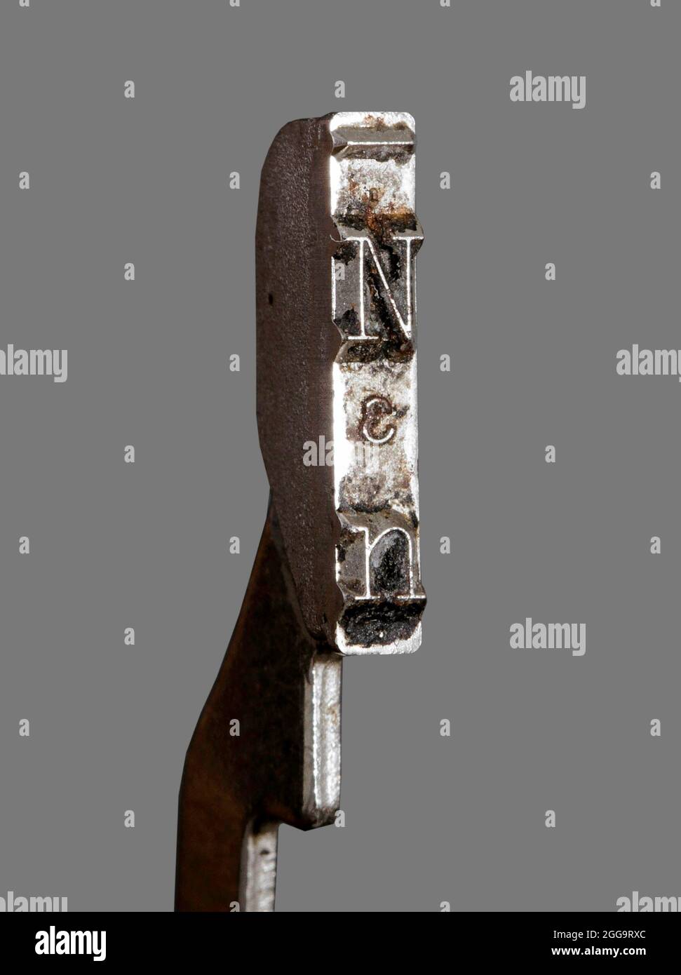 Macro of a old typewriter hammer Letter A Stock Photo Alamy