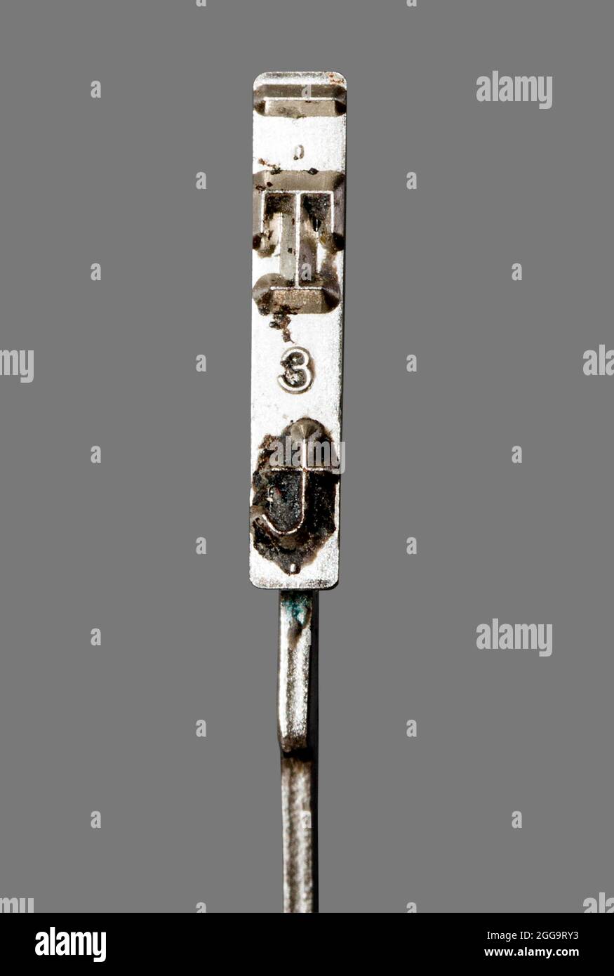 Macro of a old typewriter hammer Letter A Stock Photo Alamy