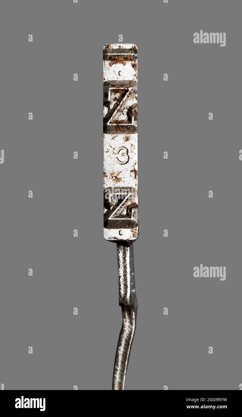 Macro of a old typewriter hammer Letter A Stock Photo Alamy
